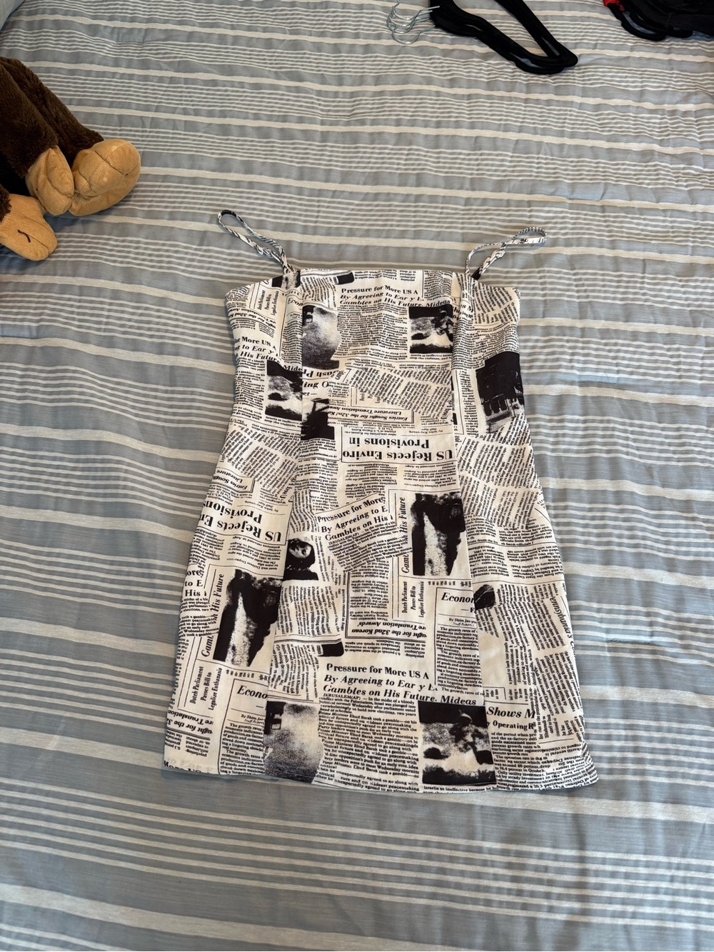superdown Black and White Newspaper Print Mini Dress